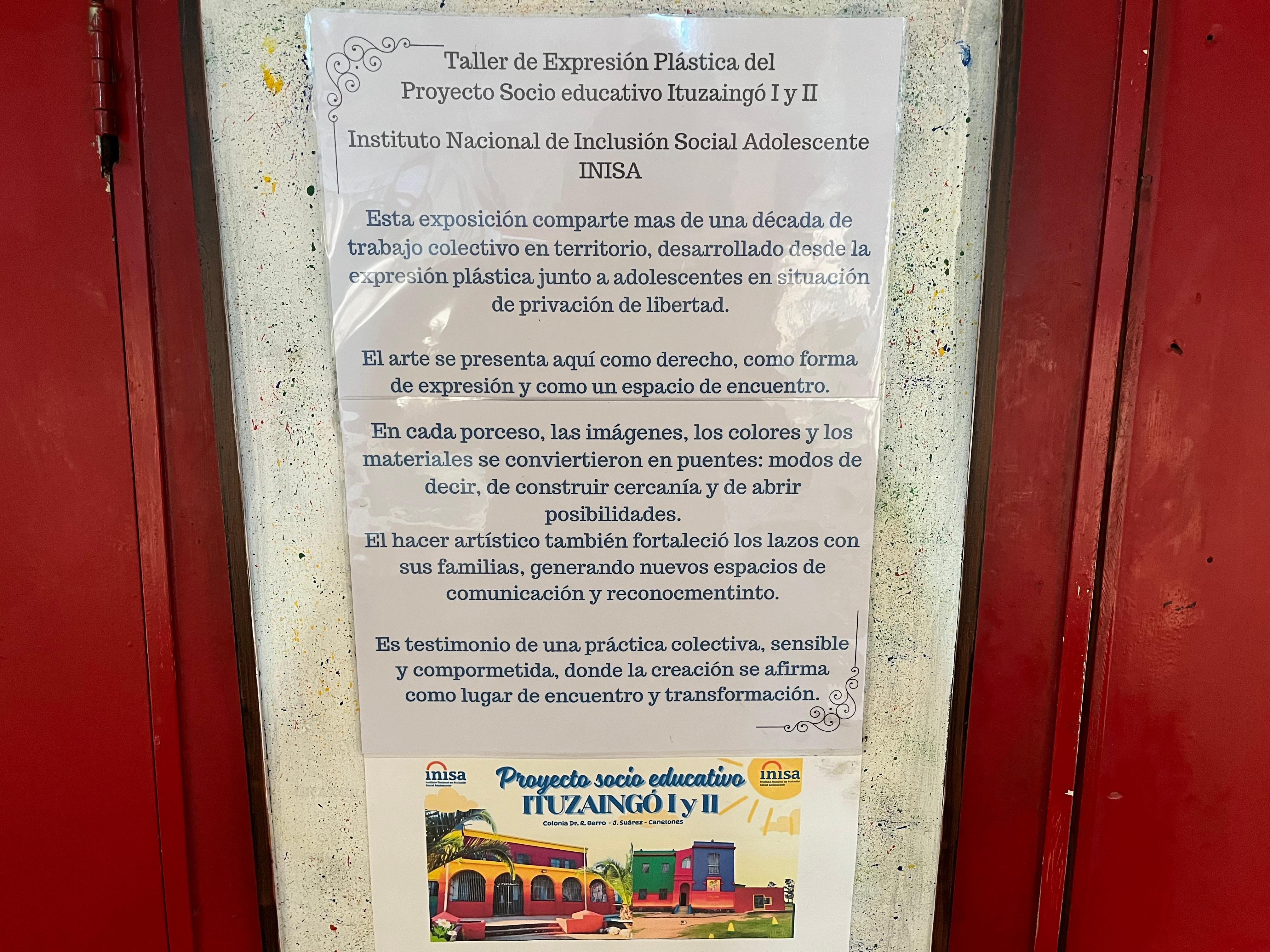 EXPOSICIÓN DEL TALLER DE EXPRESIÓN PLÁSTICA DE LOS CENTROS ITUZAINGÓ 1 Y 2 DEL INISA.